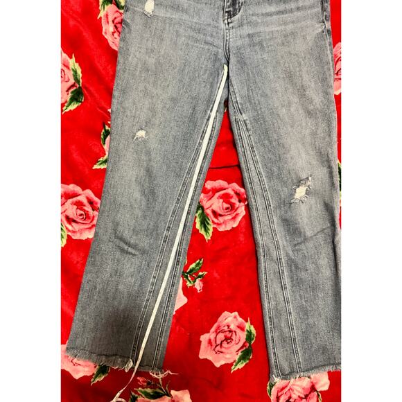 KUT High Rise Flare Jeans Women’s 4 Gray Raw Hem Soft Grunge - Picture 11 of 16